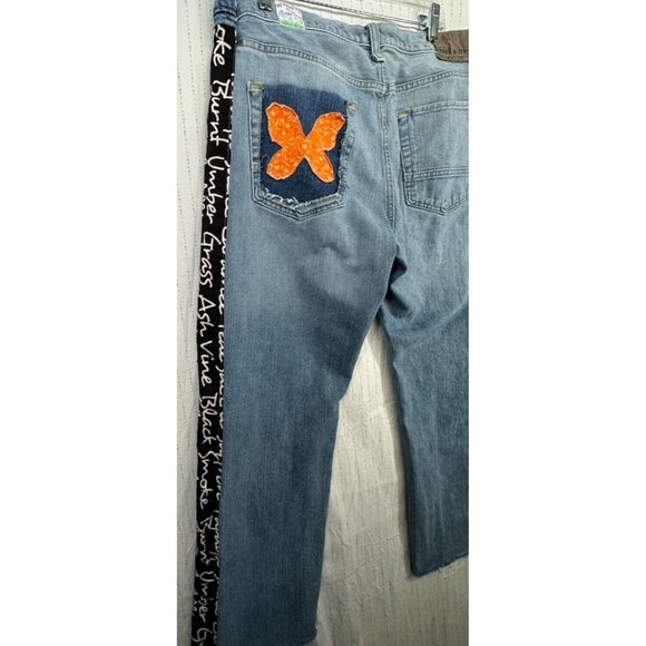 The Scrappy Camper Womens Jeans Sz XL FairyGrunge Boho Festival Upcycled Floral - Picture 11 of 16